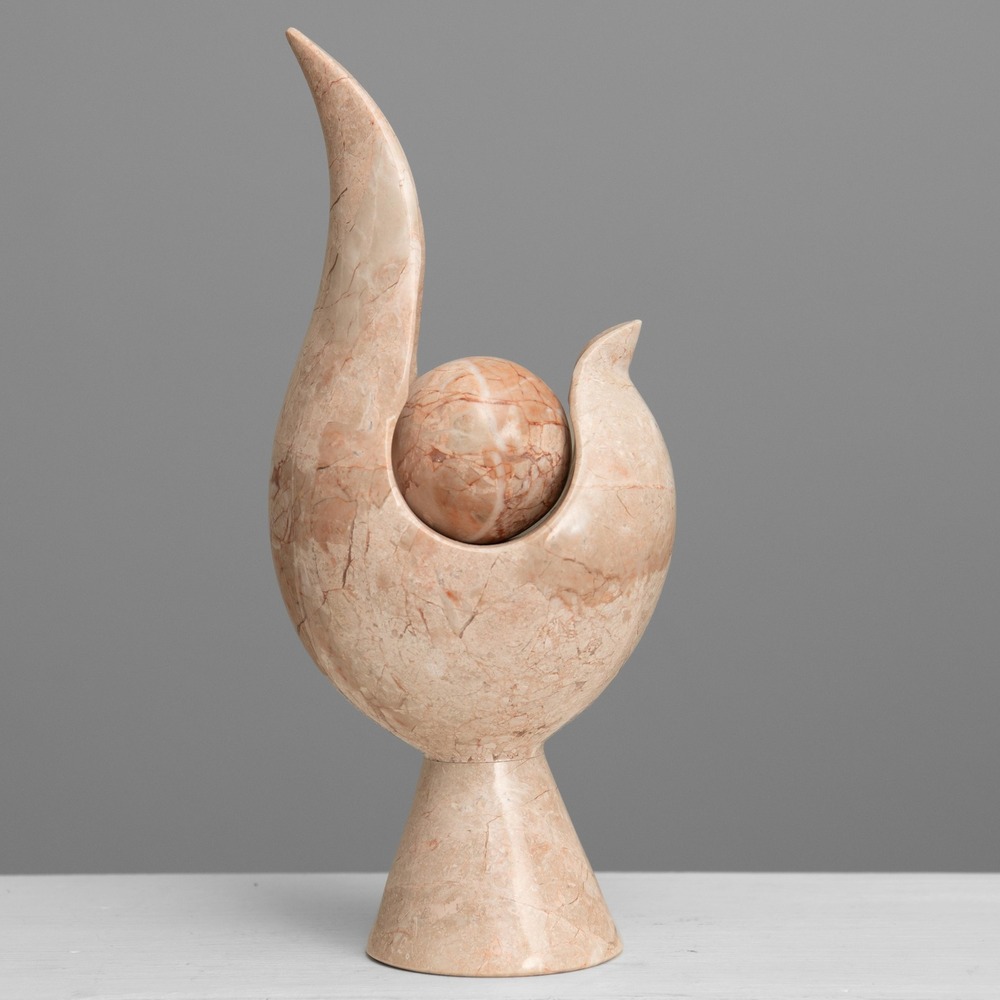VTG Pink Abstract Marble Sculpture Stone Art Modernist Zen Decor Earthy Modern